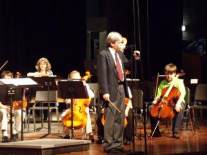 Bruce McLellan leads the Elementary and Sixth Grade String Orchestras