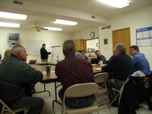 Mark Wyatt of the Iowa Bicycle Coalition talks with community members during a workshop in Oskaloosa November 17, 2010