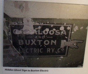 This ghost sign recently uncovered during the rennovation of the "Iowa Building" shows the connection Oskaloosa had to the now lost town of Buxton