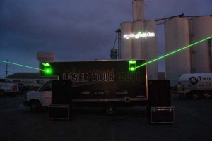 On the right (passenger) side is where themulti colored lights project out onto the silos. On the left (drivers) side there are 2 green lasers that shoot out into the distance and can reach up to 15 miles away. (photo D.Hubbard)
