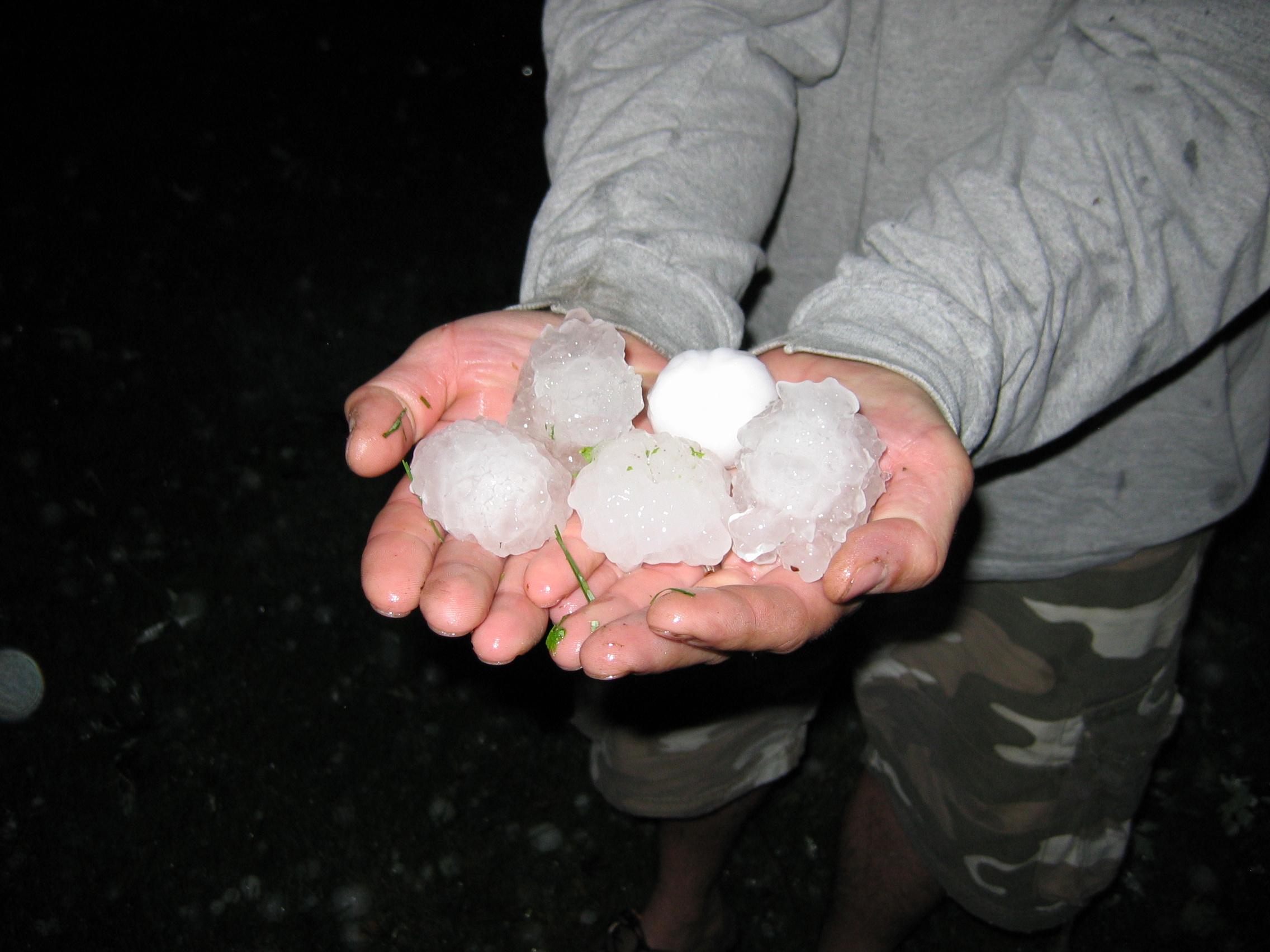 Colleen Squires shares a picture of the hail they collected shortly after the storm passed through Mahaska County in the early morning (photo submitted)