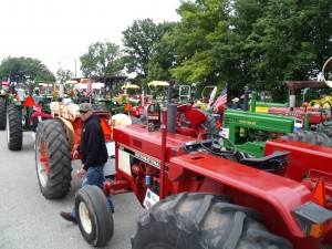 It certainly is a colorful sight with the tractors lined up. You will find many different makes and model years to admire.