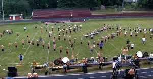 The CavaliersDrum & Bugle Corps practices at Community Stadium in Oskaloosa July 15, 2011