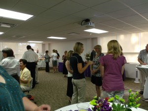 Guests of Mahaska Health Partnership visit with new staff and others during a recent open house held in the Cedar Bluff Learning Center on the MHP campus