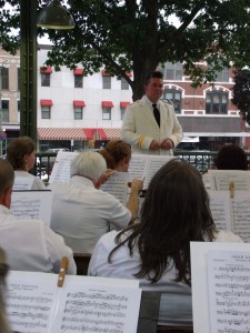 The "Iowa Brigade Band" under the direction of Andrew Glover prepares to play ""Omar Khayyam"