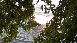 This speed boat capsized after hitting another boat along the Des Moines River near Eveland Access on Saturday evening. (photo Jamey Robinson)