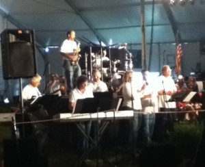 Jubilee Praise and Worship team performs in Presidential Candidate Michele Bachmann's tent during the Iowa Straw Poll on Saturday, August 13th. (photo Holly Ridenour)