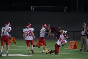 Adam Rowley gains a few more yards the hard way Friday night against Centerville (photo D.Hubbard)