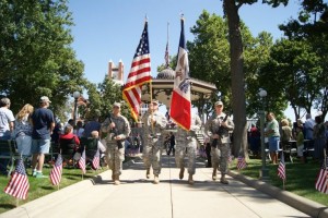 Iowa national Guard Det 2 3654 Maintaince Company helped present colors at the Sunday ceremony (photo D.Hubbard)