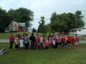 A group shot at the tree planted in honor of Holly at Edmundson Park on Saturday.