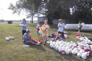 This group of volunteers recently helped sort soccer balls at the Lacey Complex (photo submitted)