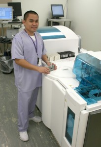 Mahaska Health Partnership Medical Technologist Chris Potot runs a quality control series through the Laboratory’s new Roche cobas chemistry/immunochemistry analyzer. According to MHP officials, the analyzer was recently purchased in response to MHP’s commitment to continuously improve the quality of patient care, while providing the medical staff with advanced medical tools.