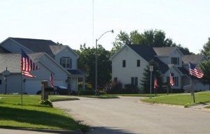 An example of the 'Avenue of Flag' in a local Iowa community (photo by R.D. Keep)