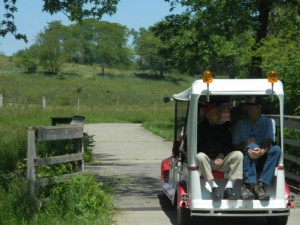 Trail Tram crossing a bridge along the Oskaloosa Recreation Trail