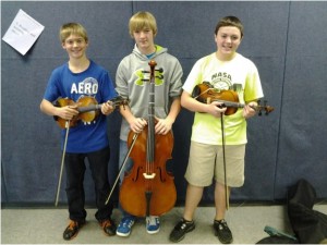 Honor Orchestra students pictured from left to right include: Colton Berg, Blake Allsup and John Hammes. (submitted photo)
