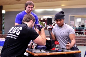 Brian Willett (top center) gets another match underway at Penn Central Mall on Saturday.