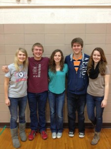 These students are pictured from left to right:  Natalie Whitis, Sam Nunnikhoven, Sharon Boer, Ben Akers, and Morgan Barrett. (submitted photo)
