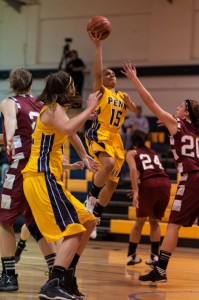 The William Penn Lady Statesmen survived a second half charge by Viterbo to claim another conference victory.