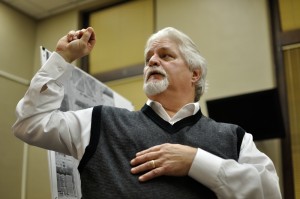 Steve A. Rohrbach of Rohrbach Associates P.C. talks with the Oskaloosa City Council Monday night during a work session.