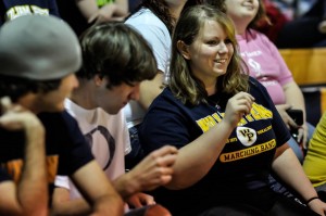 Allison Wogan (right) is seen here cheering at a home Penn game.