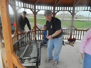 The Oskaloosa Rotary Club gathered at the new gazebo trail-head just off of Highway 92 to make additions. (submitted photo)