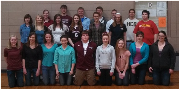 Pictured are vocal music students from Oskaloosa High School that participated in Division I rated solos and ensembles in Grinnell on Saturday, March 23.Top row from left: Liz Stam, Hanna Sampsel, Sam Nunnikhoven, Ben Akers, Adam Genskow, Tyler Dursky. Middle row: Natalie Whitis, Megan Coon, Morgan Barrett, Nick Palmer, Megan Roozeboom, Collin Smith. Front row: Rachel Adams, Angela Hyland, Sharon Boer, Naomi Cochran, Wyatt Myers, Casandra Williams, Alex Foster, Olivia Fowler, Amber Brockman.