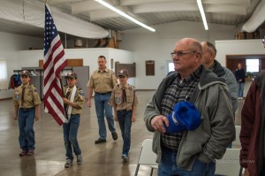 Oskaloosa Boy Scout Troop 77 presents the flag for the opening of Nelson Pioneer Farm in 2013.