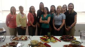 Front row: Annie Hol, Clow Valve Company; Emily Bisbee, Live Healthy Iowa; Elizabeth Moore, Musco Lighting. Back Row: Natalie Spray, Iowa State University Extension Office; Sharon Ferguson, Lea Rice, Renee Edgar, Jacky Bresnahan and Kayle Jensen, Mahaska Health Partnership. Not pictured: Deb Bruxvoort, Oskaloosa Area Chamber and Development Group; and Stephanie Faulkes, Adam Davis, Jean Herr and Kathy Larsen, Mahaska Health Partnership. (submitted photo)