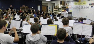 Oskaloosa Middle School 7/8th grade band hosted composer Andrew Glover at their rehearsal on Thursday. (submitted photo)
