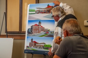 Representatives from Rohrbach Associates  PC discuses preliminary fire station designs to the Oskaloosa City Council on Monday.