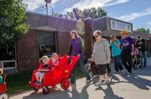 Children and childcare providers and YMCA members take off on the Healthiest State Walk