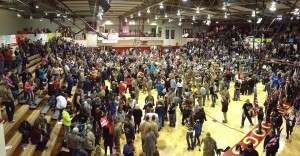 The 833rd Engineer Company, 224th Battalion with the Iowa National Guard based out of Ottumwa was welcomed home to an overflowing crowd of hoots, hollers, banners, cheers and tears. (Photo by Shelly Spaur/Oskaloosa News)