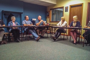 Members of 10-15 Transit and Ottumwa Transit (center) at a recent meeting about bringing a fixed bus route to Oskaloosa. Now 10-15 Transit and Ottumwa Transit are splitting, and talks must begin anew.
