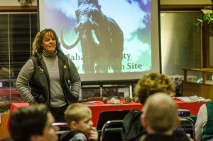 Mahaska County Naturalist Laura DeCook gave a presentation recently on the Wooley mammoths bones that have recently been discovered in Mahaska County. (photo by Ken Allsup/Oskaloosa News)