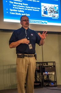 Jeff Johnson with the Des Moines office of the National Weather Service talks with participants at a recent storm spotter course in Oskaloosa.