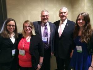 Pictured (left to right): Danielle Giannotti, Samantha McCulley, Dr. Michael Collins (Faculty Sponsor), Gen. Franks, and Courtney Kleinschmidt.