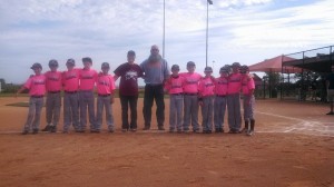  Osky Thunder players sported pink "Team YaYa" t-shirts to show support for their teammate's grandma, Kim Johnston.
