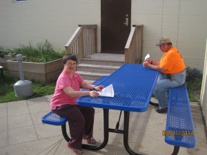 Mahaska County Community Foundation grants Christian Opportunity Center’s Oskaloosa location commercial picnic tables for outdoor work area.