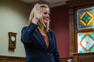 Amber Thompson was sworn in on Tuesday, by Judge Randy DeGeest, as the newest Magistrate for Mahaska County.
