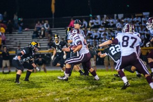 #47 Nate Van Veldhuizen takes off on portion of his 164 yards of rushing Friday night.