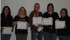 Pictured left to right: Vanessa Smith-Campbell, Jennifer Baker, Angela Moyer, Alicia Silvers, and Roxy Moorman Not pictured: Kaye Betz, Cristi Kelderman and Pat Probst
