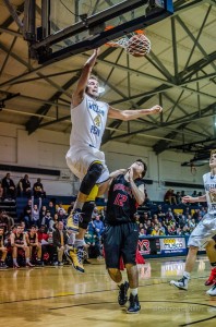 Shane Bosek missed just twice in 27 attempts for a new school-record 52 points. Here Bosek scores 2 off the feed from Mike Aldeman. The William Penn University Men's Basketball team defeated Grinnell 151-134 in non-conference play Tuesday.
