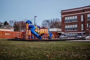 The playground behind the former Grant Elementary is owned by the city, and slated for improvements in the spring.