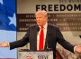 Businessman Donald Trump address the crowd at the Iowa Freedom Summit.