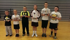 First place winners of the local Elks Hoop Shoot held in Oskaloosa Saturday, Jan. 3, were: (from left) Maddux Asham of Oskaloosa, Colby Sampson of North Mahaska, Bo Schmidt of Sigourney, Aubree Blanco of Oskaloosa, Nicholas Pfalsgraf of Oskaloosa Christian, and Sidney Morse of Sigourney. 
