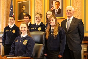 Rep. Guy Vander Linden (R-Oskaloosa) met with the Oskaloosa FFA Chapter at the Capitol this week. The students were in Des Moines to participate in FFA Day on the Hill.  They met with legislators and toured the historic capitol building. 