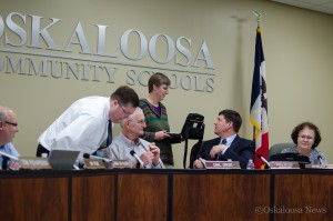 The computers to be used in a potential OMS 1 to 1 laptop program were showcased to the school board this week. The Acer Chromebooks will be protected by attached cases.
