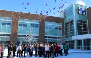 MHP staff and volunteers release balloons in memory of Cynde Pierson, who volunteered at MHP for five years before passing away in December 2014 after a brief illness.