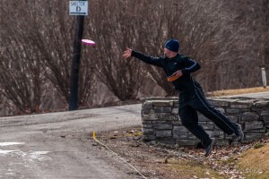 Christian James, Disc Golfer With A Purpose, takes a shot at Saturdays Disc Golf Tournament at Edmundson Park in Oskaloosa.