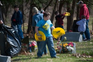 Two Boy Scout Troops were in University Park helping to clean up the community cemetery this Saturday.